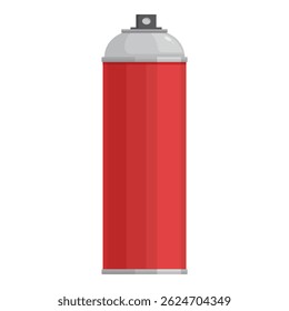 Red spray paint can is standing on a white background