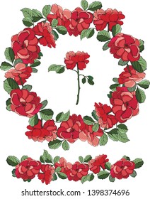 Red spray rose and leaf wreath
