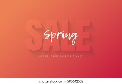 Red spring banner for sale. Bright pattern for youth discounts.
