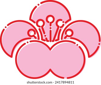 red spring flower symbol illustration