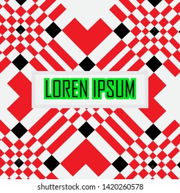 Red Square Abstract Pattern. Vector Background.