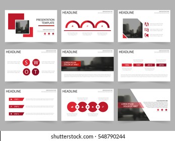 Red Square Abstract presentation templates, Infographic elements template flat design set for annual report brochure flyer leaflet marketing advertising banner template