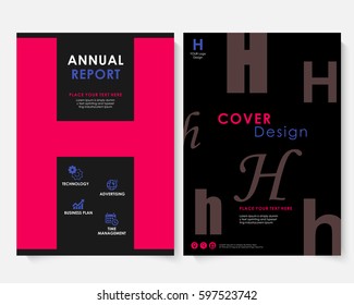 Red square annual report cover design template. Brochure concept presentation website portfolio. Keynote black layout leaflet template. Magazine business advertising set. Poster A4 vector illustration