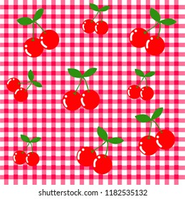 Red square backdrop cherry pattern vector