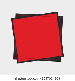 red square blank text label with outline in flat vector design.