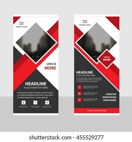 Red square Business Roll Up Banner flat design template ,Abstract Geometric banner template Vector illustration set, abstract presentation brochure flyer template vertical template vector