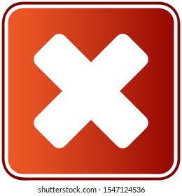 Red square button to close the application. Vector icon.