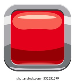 Red square button icon. Cartoon illustration of square button vector icon for web design