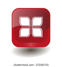 Red square button with white blog sign, vector design for website 