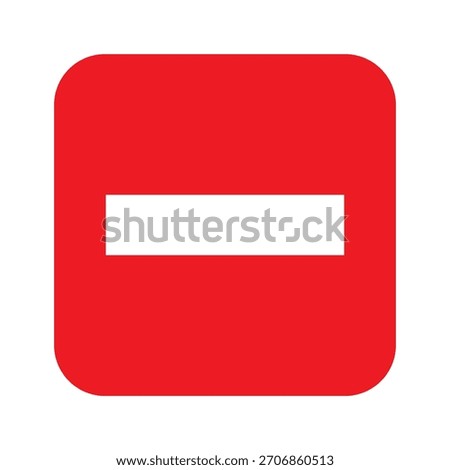 Red square button with white minus sign icon for delete remove