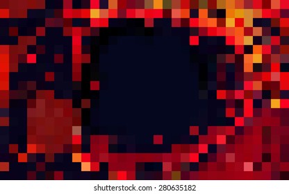 Red square with deep blue hole background
