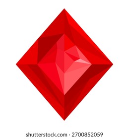 Losango quadrado vermelho de polígonos sobre fundo branco