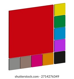 Red square element. Color palette Vector. Abstract shape background. Simple flat object. EPS 10.