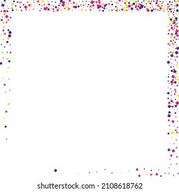Red Square Festival Background. Scattered Geometric Texture. Blue Prize Confetti Isolated. Pink Burst Round.