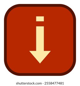 Red Square Flat Button with Download Icon