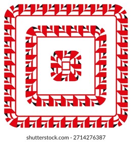 Red square frame. Abstract decorative border. Repeating element Vector. Inner design graphic. EPS 10.