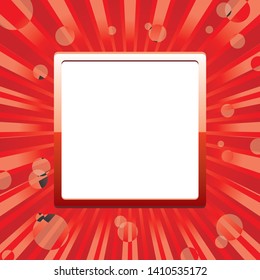 Red square frame template with sun baubles and blank place for text