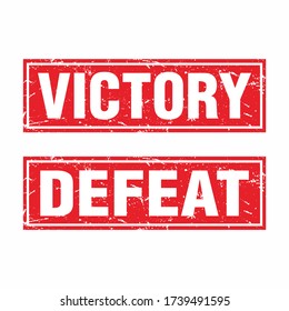 Red Square Grunge Rubber Stamp With Text Victory And Defeat Template Vector