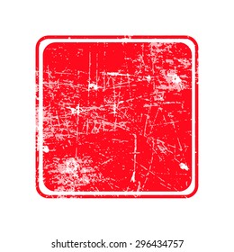 red square grunge stamp with blank isolated on white background