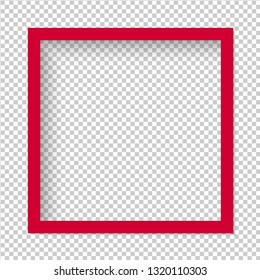 Red square isolated on transparent background. Red frame with realistic shadows. Template vector illustration. - Powered by Shutterstock - Get 15% off with code: PIKWIZARD15
