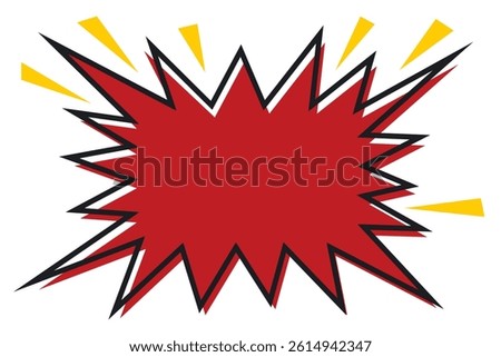 Red square jagged punk bomb speech bubble