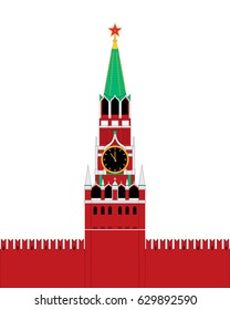 Red Square. Kremlin. The Spasskaya Tower. Landmarks. Moscow. Russia