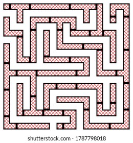 Red square labyrinth (9x9) on a white background