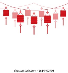 Red Square Lanterns Decoration for Chinese New Year
