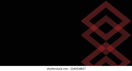 Red square line and black background 
