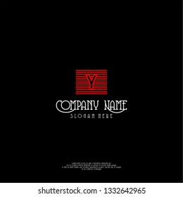 red square lines Y logo letter design concept