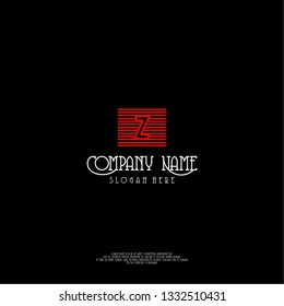 red square lines Z logo letter design concept