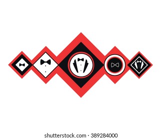 red square Logo of dance event. Classic dress coat. logo design. On White
