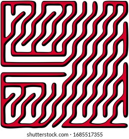 Red square maze(12x12) on a white background svg