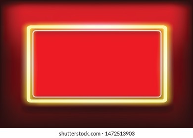 Red square neon frame, Electric light box banner