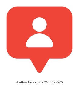 Red square notification with white user icon.