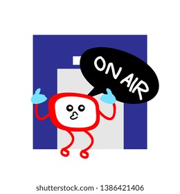 red square on air, funny cartoon illustration for t-shirt 