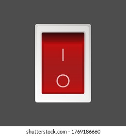 Red square on and off button. Isolated. Vector.