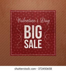 Red square paper Banner with Valentines Day Text