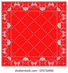 Red square pattern with ornamental border. You can use this pattern in the design of carpet, shawl, bandana etc.
