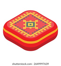 Red square pillow with a traditional pattern made with geometric shapes, representing cultural heritage and cozy home decor