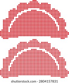Red square pixel art dim sum dumplings isolated on white background.