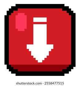 Red Square Pixel Download Button