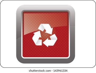 red square recycle sign isolated on white background