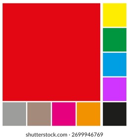 Forma de quadrado vermelho. Vetor de paleta colorida. Elemento de canto abstrato. Amostra de cor simples