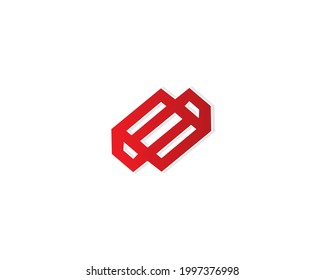 Red and square shape logo design icon