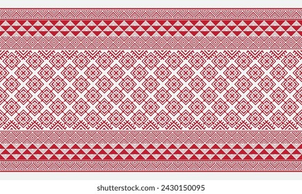 Red square shape on white background.Big square pattern.Geometric pattern.Zig zag.Seamless pattern..Daigonal shape.Modern shape.Illustration.Vector.Design for skirt.Scarf.Clothes.Printing.All knitting