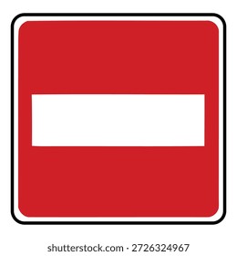 Red square sign with horizontal white bar