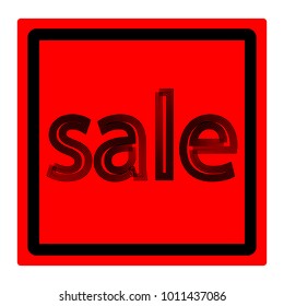 Red square sign, sale inscription, vector