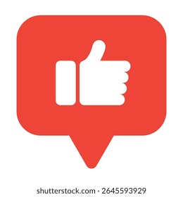 Red square with thumbs-up icon for liking posts.