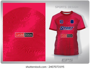 red square wave pattern design, illustration, textile background for sports t-shirt, football jersey shirt mockup for football club. consistent front view